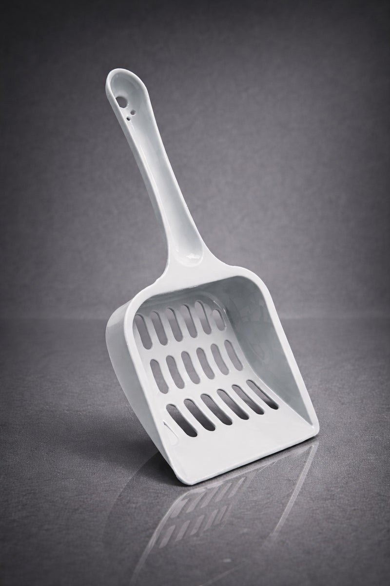 iCare مغرفة رمل القطط ICare، رمادي، 20 × 9 سم، تصميم مشقوق لتسهيل التصفية - Image 1